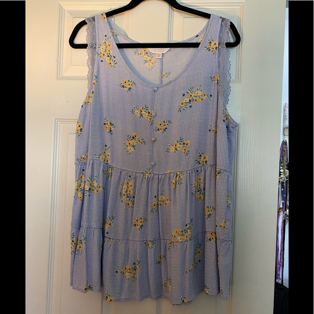 Gingham floral top XL